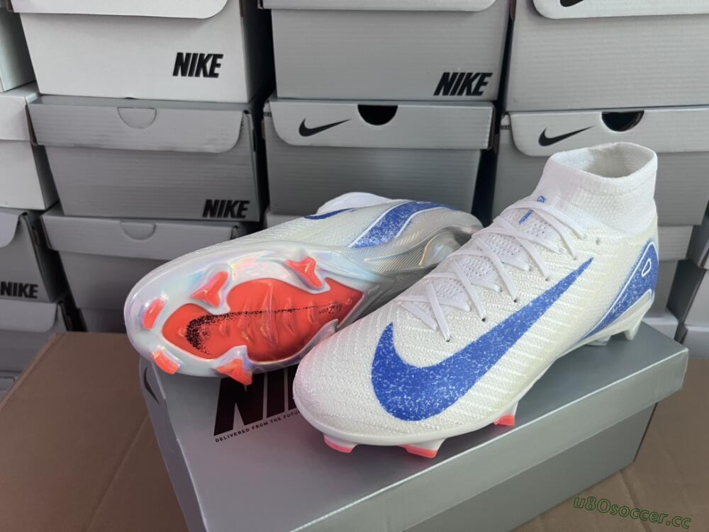 Unisex Nike Air Zoom Mercurial Superfly 10 Elite FG Firm Ground High-Tops Football Boots - Grey/Blue/Orange