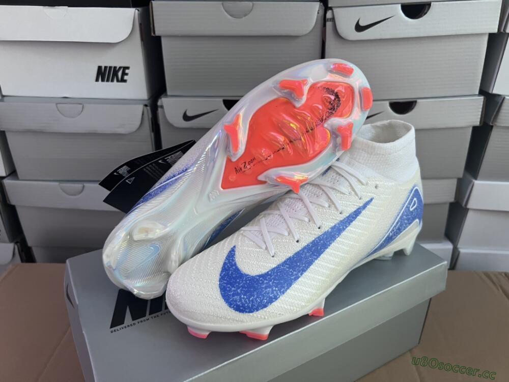 Unisex Nike Air Zoom Mercurial Superfly 10 Elite FG Firm Ground High-Tops Football Boots - Grey/Blue/Orange