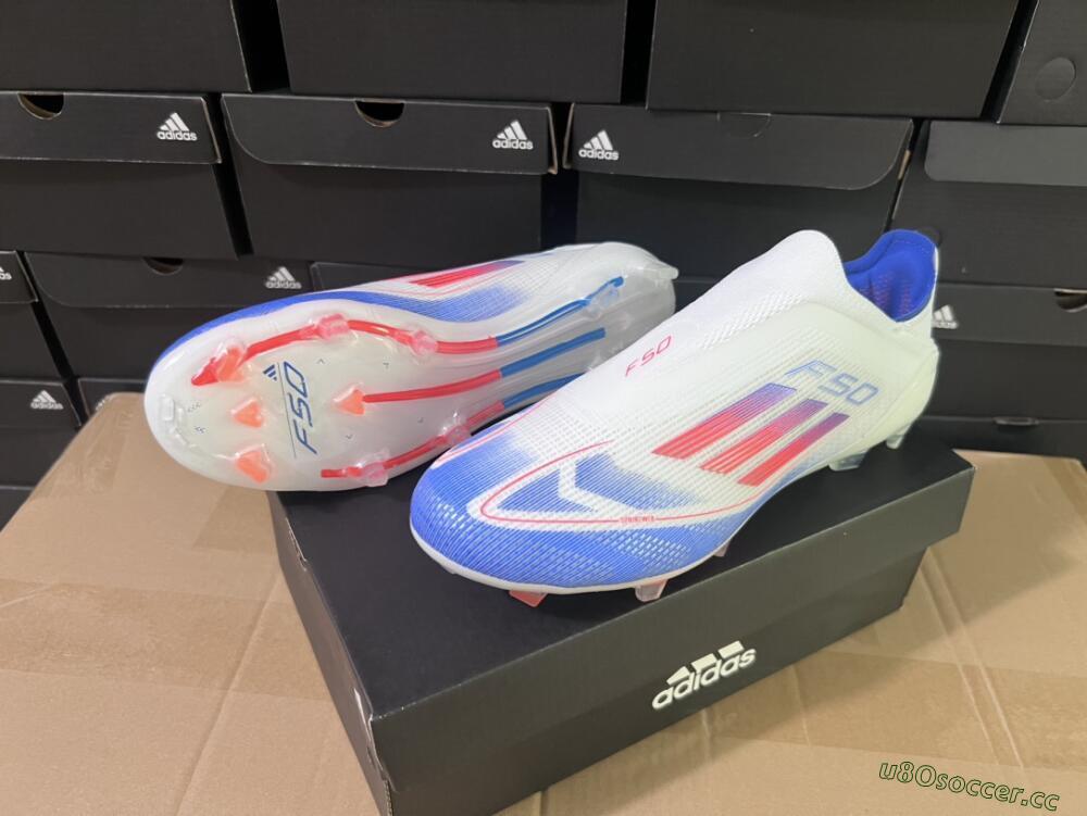 Men's Adidas F50 Adizero FG Firm Ground Low-Tops Football Boots - White/Blue/Orange