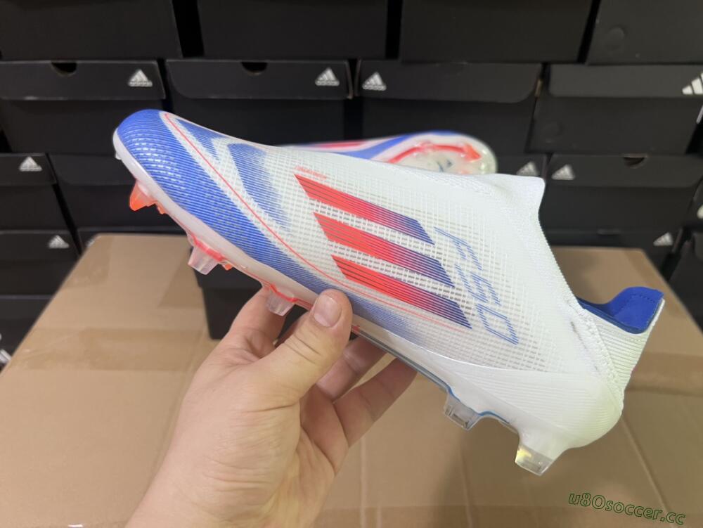 Men's Adidas F50 Adizero FG Firm Ground Low-Tops Football Boots - White/Blue/Orange