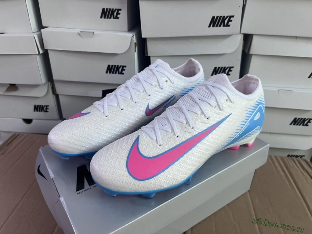 Men's Nike Air Zoom Mercurial Vapor 16 Elite FG Firm Ground Low-Tops Football Boots - White/Pink/Blue