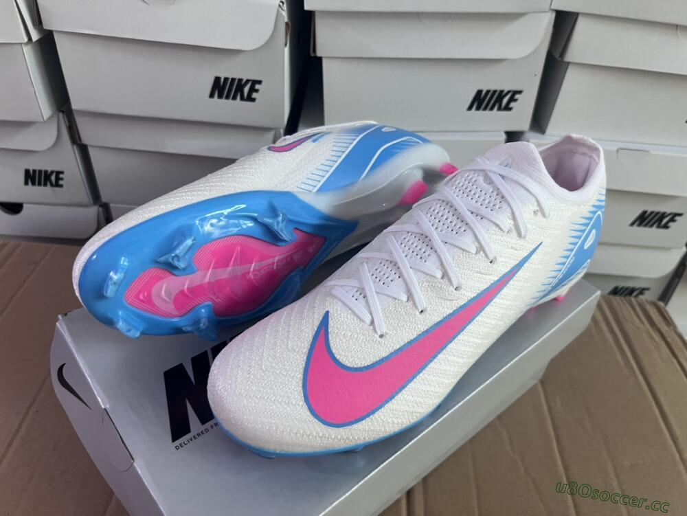 Men's Nike Air Zoom Mercurial Vapor 16 Elite FG Firm Ground Low-Tops Football Boots - White/Pink/Blue