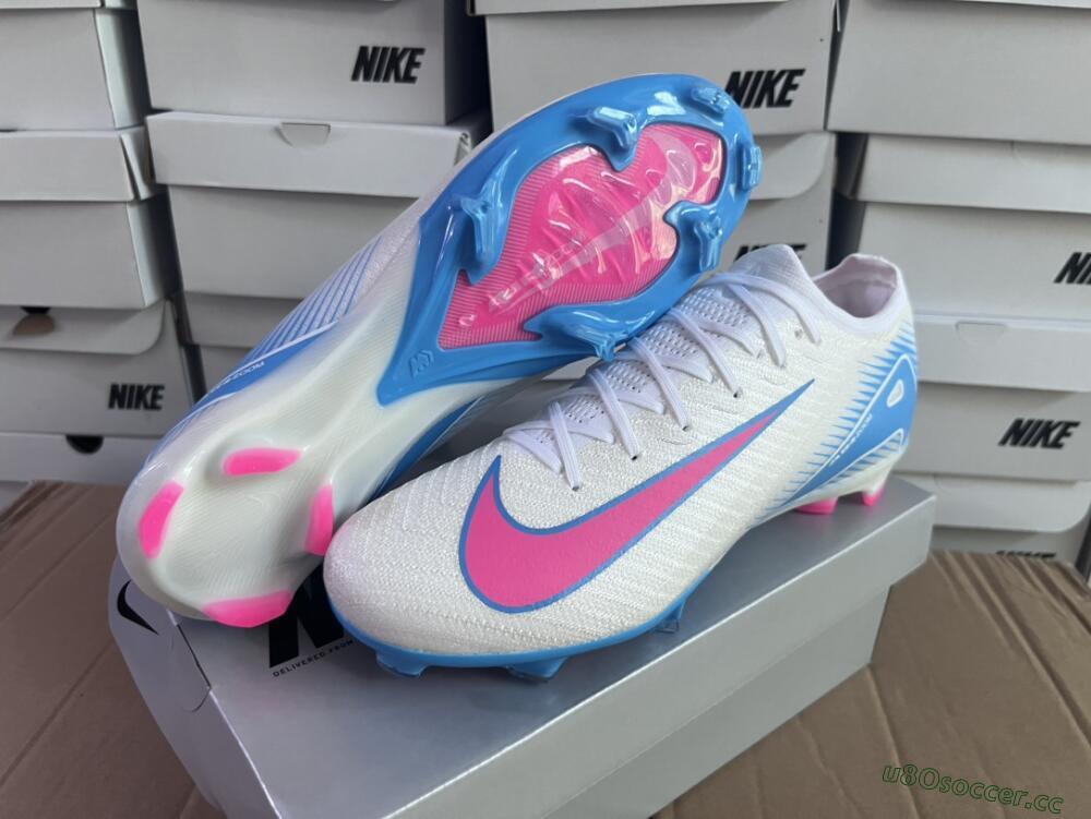 Men's Nike Air Zoom Mercurial Vapor 16 Elite FG Firm Ground Low-Tops Football Boots - White/Pink/Blue