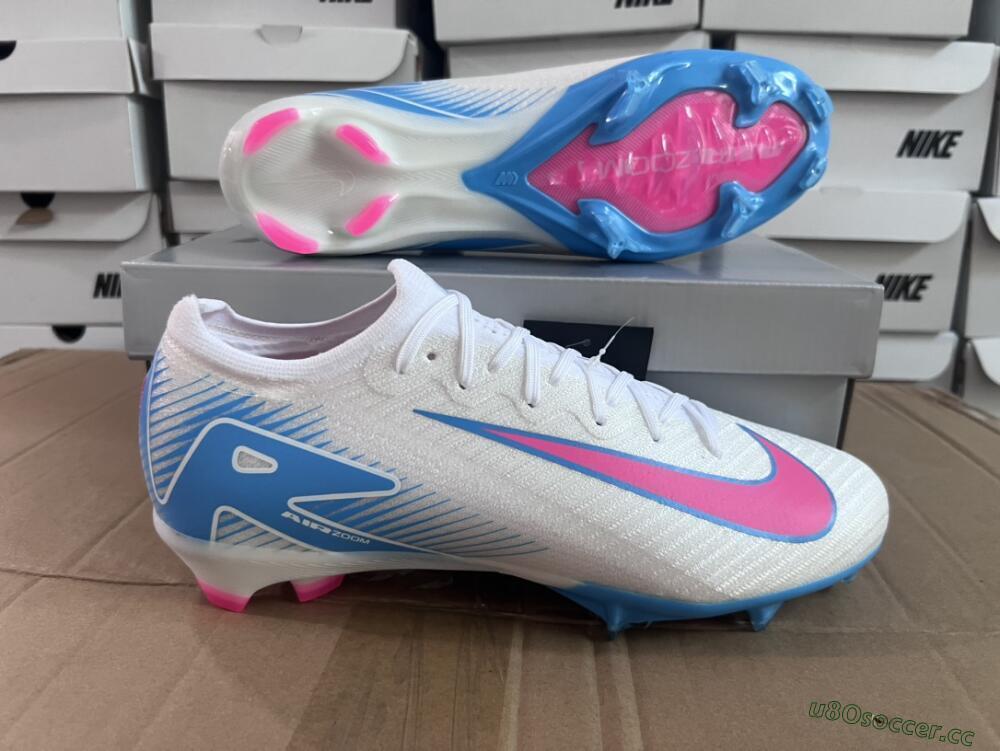 Men's Nike Air Zoom Mercurial Vapor 16 Elite FG Firm Ground Low-Tops Football Boots - White/Pink/Blue
