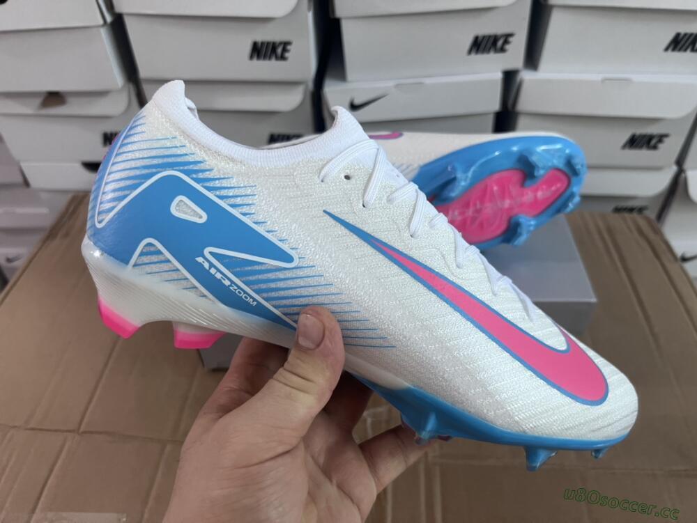 Men's Nike Air Zoom Mercurial Vapor 16 Elite FG Firm Ground Low-Tops Football Boots - White/Pink/Blue