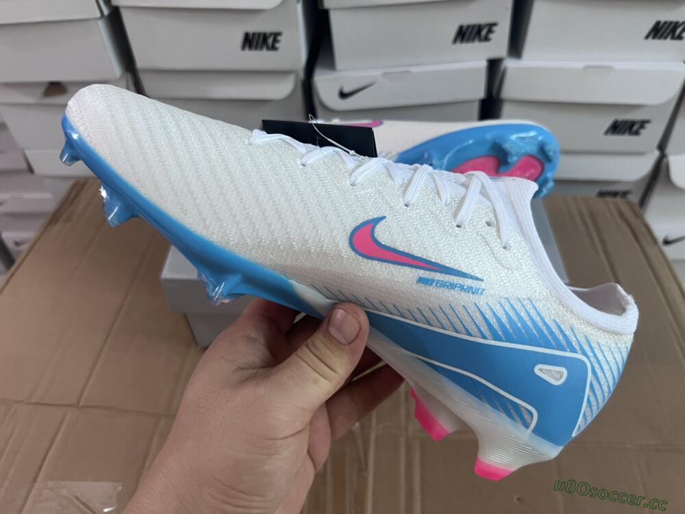 Men's Nike Air Zoom Mercurial Vapor 16 Elite FG Firm Ground Low-Tops Football Boots - White/Pink/Blue
