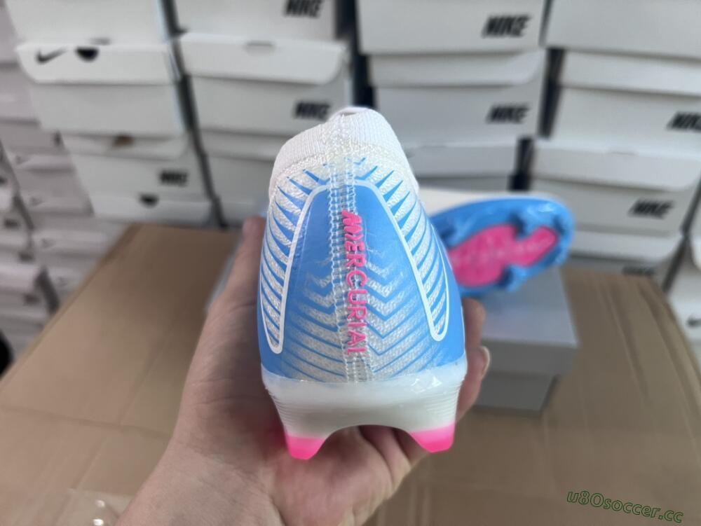 Men's Nike Air Zoom Mercurial Vapor 16 Elite FG Firm Ground Low-Tops Football Boots - White/Pink/Blue