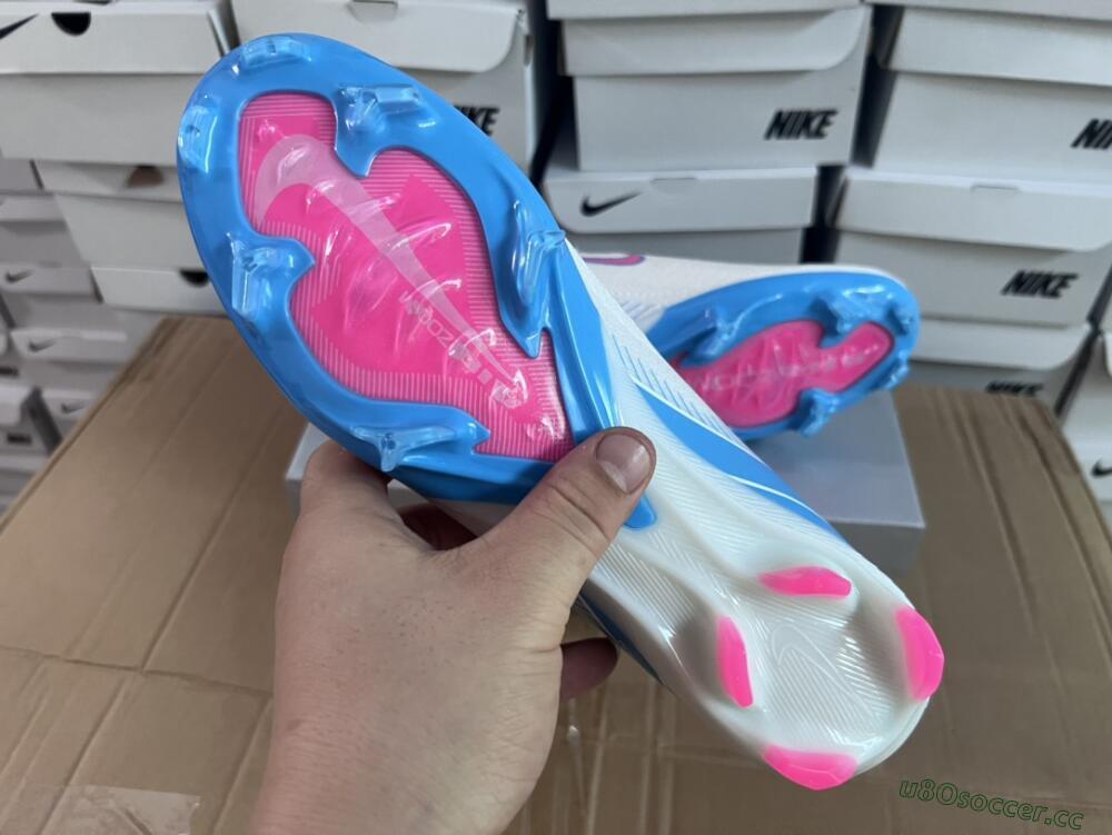 Men's Nike Air Zoom Mercurial Vapor 16 Elite FG Firm Ground Low-Tops Football Boots - White/Pink/Blue