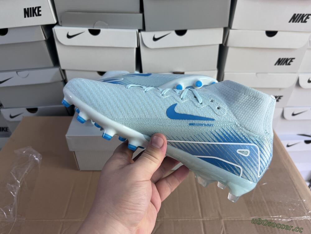 Unisex Nike Air Zoom Mercurial Superfly 10 Elite AG Artificial Grass High-Tops Football Boots - Jade/Beige/Blue
