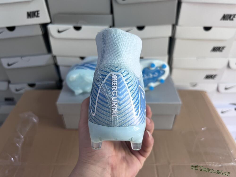 Unisex Nike Air Zoom Mercurial Superfly 10 Elite AG Artificial Grass High-Tops Football Boots - Jade/Beige/Blue
