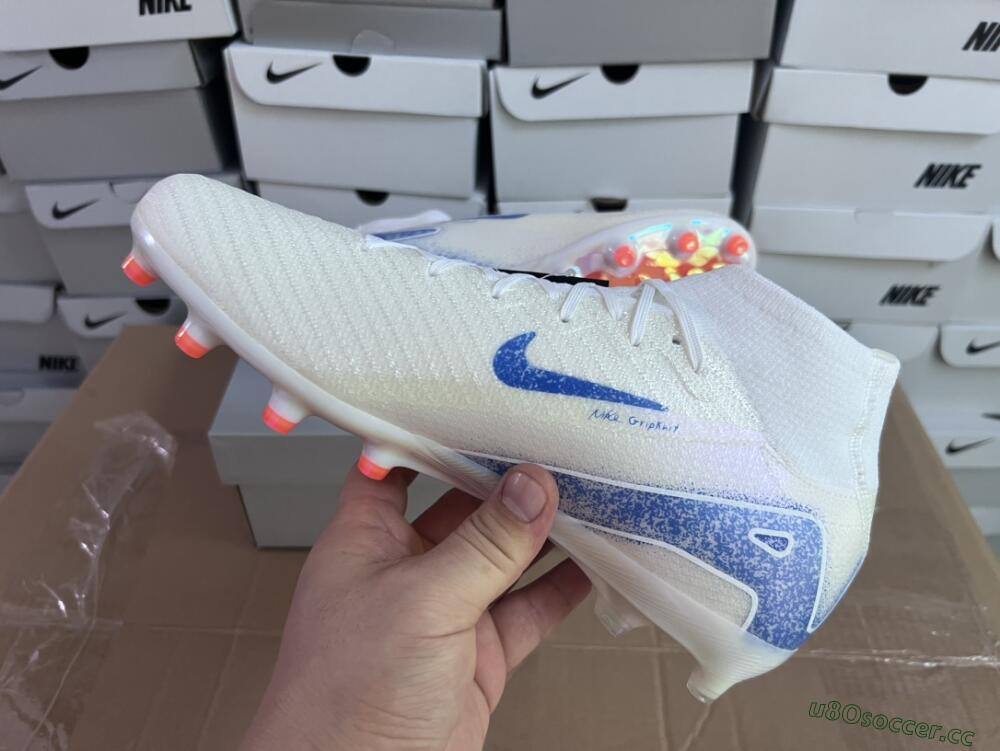 Unisex Nike Air Zoom Mercurial Superfly 10 Elite AG Artificial Grass High-Tops Football Boots - Beige/Blue