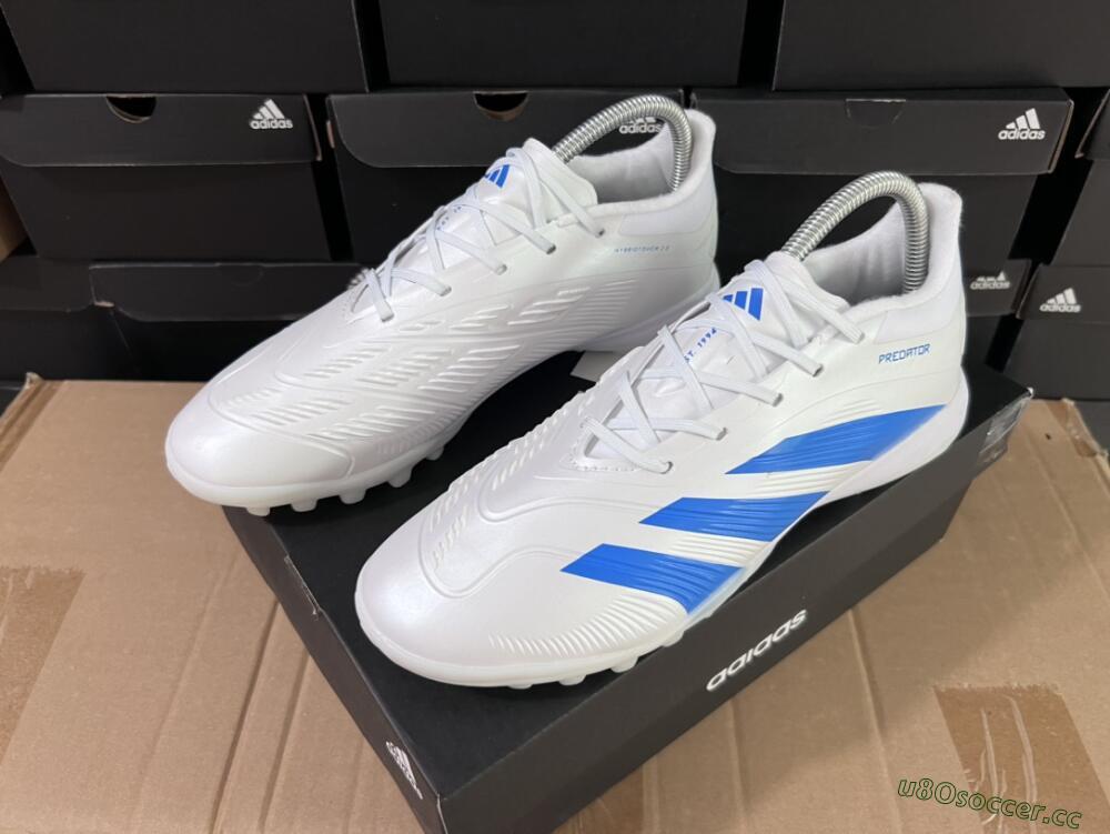 Unisex Adidas Predator 24 Elite TF Artificial Turf Low-Tops Football Shoes - Beige/White/Blue