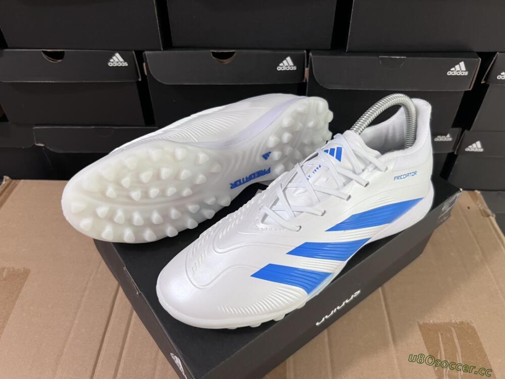Unisex Adidas Predator 24 Elite TF Artificial Turf Low-Tops Football Shoes - Beige/White/Blue