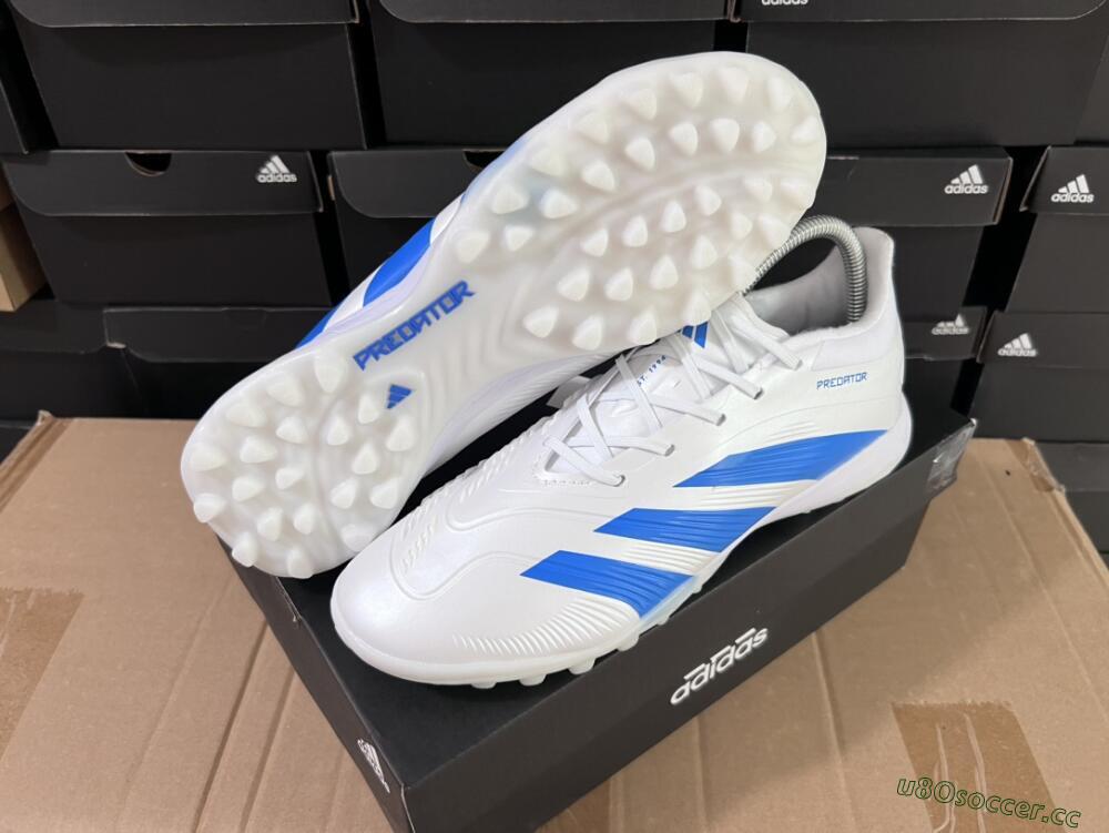 Unisex Adidas Predator 24 Elite TF Artificial Turf Low-Tops Football Shoes - Beige/White/Blue