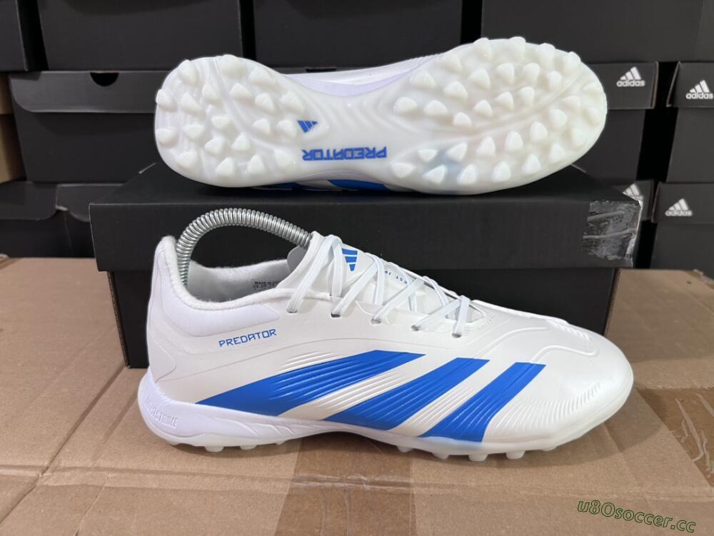 Unisex Adidas Predator 24 Elite TF Artificial Turf Low-Tops Football Shoes - Beige/White/Blue