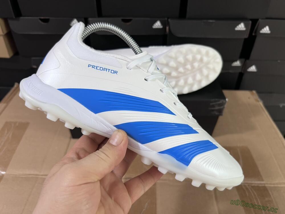 Unisex Adidas Predator 24 Elite TF Artificial Turf Low-Tops Football Shoes - Beige/White/Blue