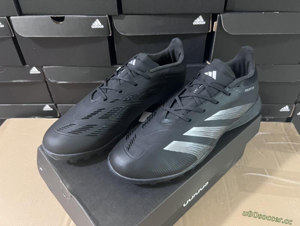Men's Adidas Predator 24 Elite TF Artificial Turf Low-Tops Football Shoes - Black/Silver/Black