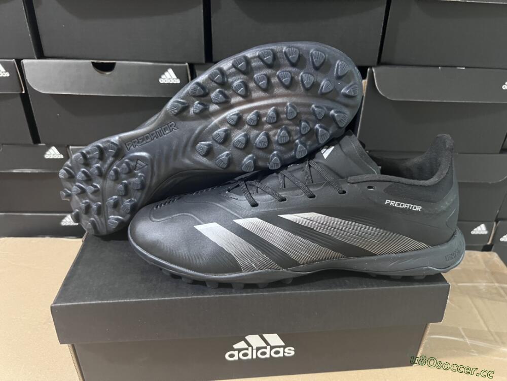 Men's Adidas Predator 24 Elite TF Artificial Turf Low-Tops Football Shoes - Black/Silver/Black