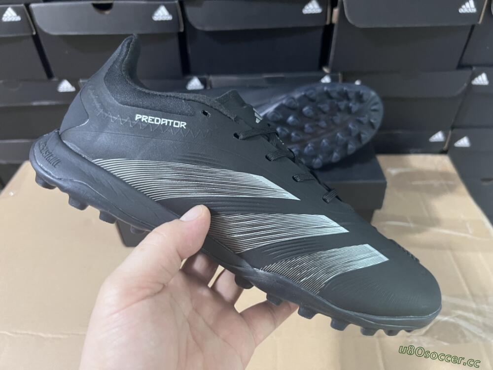 Men's Adidas Predator 24 Elite TF Artificial Turf Low-Tops Football Shoes - Black/Silver/Black