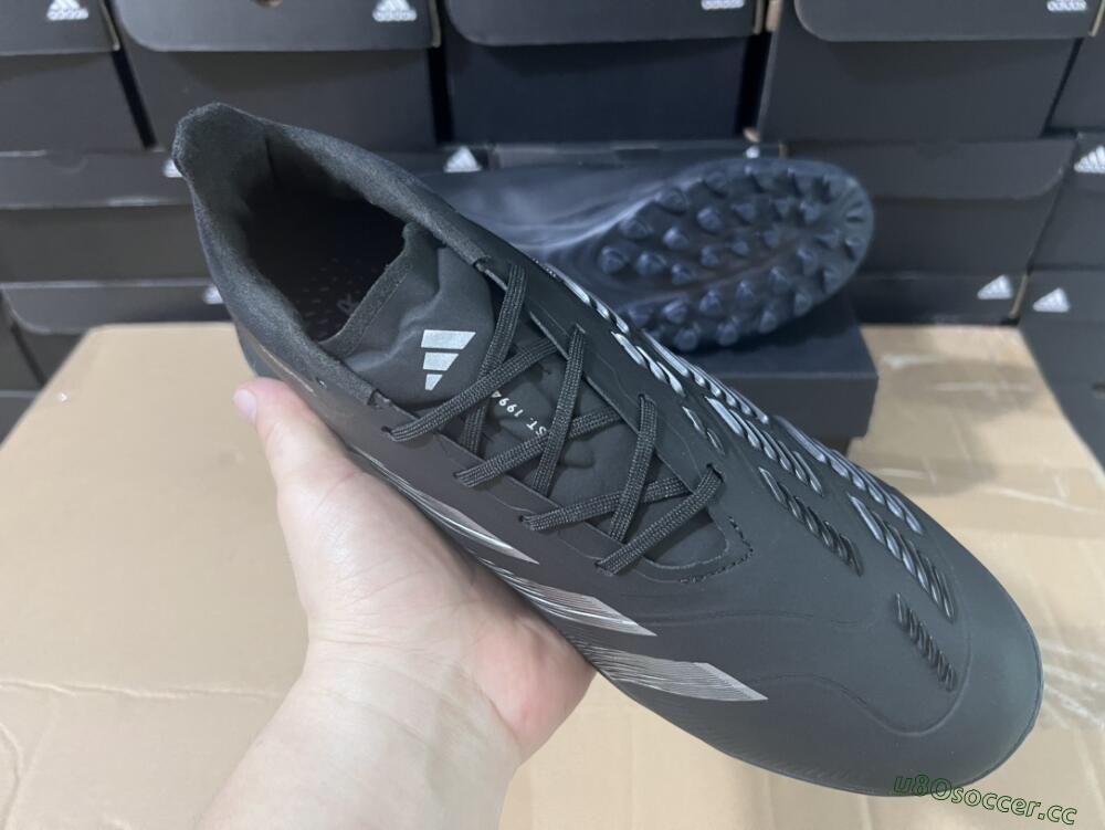 Men's Adidas Predator 24 Elite TF Artificial Turf Low-Tops Football Shoes - Black/Silver/Black