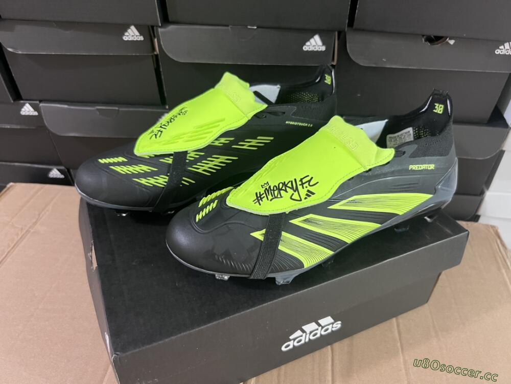 Unisex Adidas Predator Elite Foldover Tongue FG Firm Ground Low-Tops Football Boots - Black/Yellow/Blue