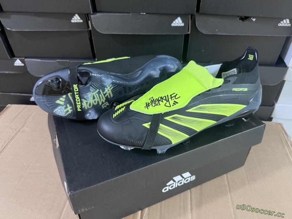 Unisex Adidas Predator Elite Foldover Tongue FG Firm Ground Low-Tops Football Boots - Black/Yellow/Blue