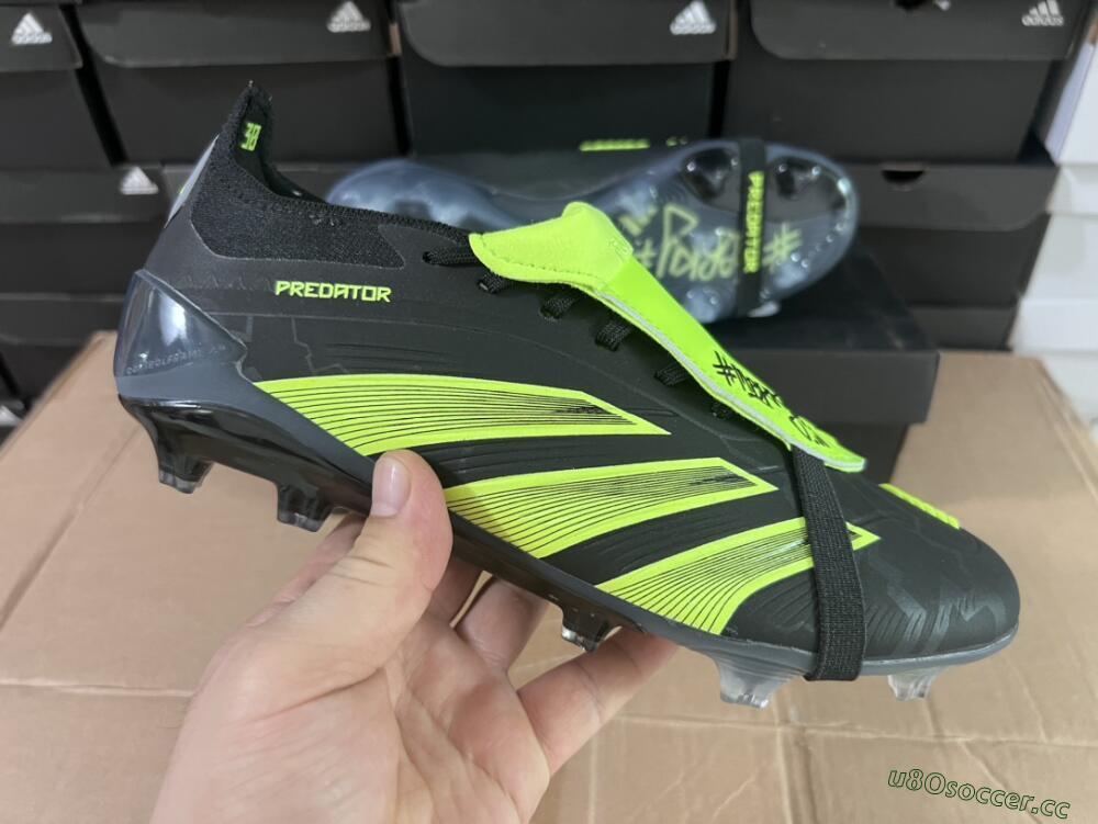 Unisex Adidas Predator Elite Foldover Tongue FG Firm Ground Low-Tops Football Boots - Black/Yellow/Blue