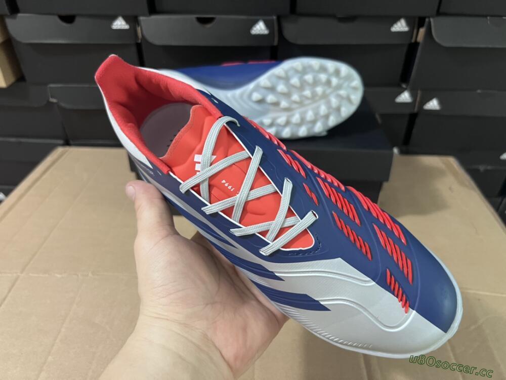 Unisex Adidas Predator 24 Elite TF Artificial Turf Low-Tops Football Shoes - Silver/Blue/Red