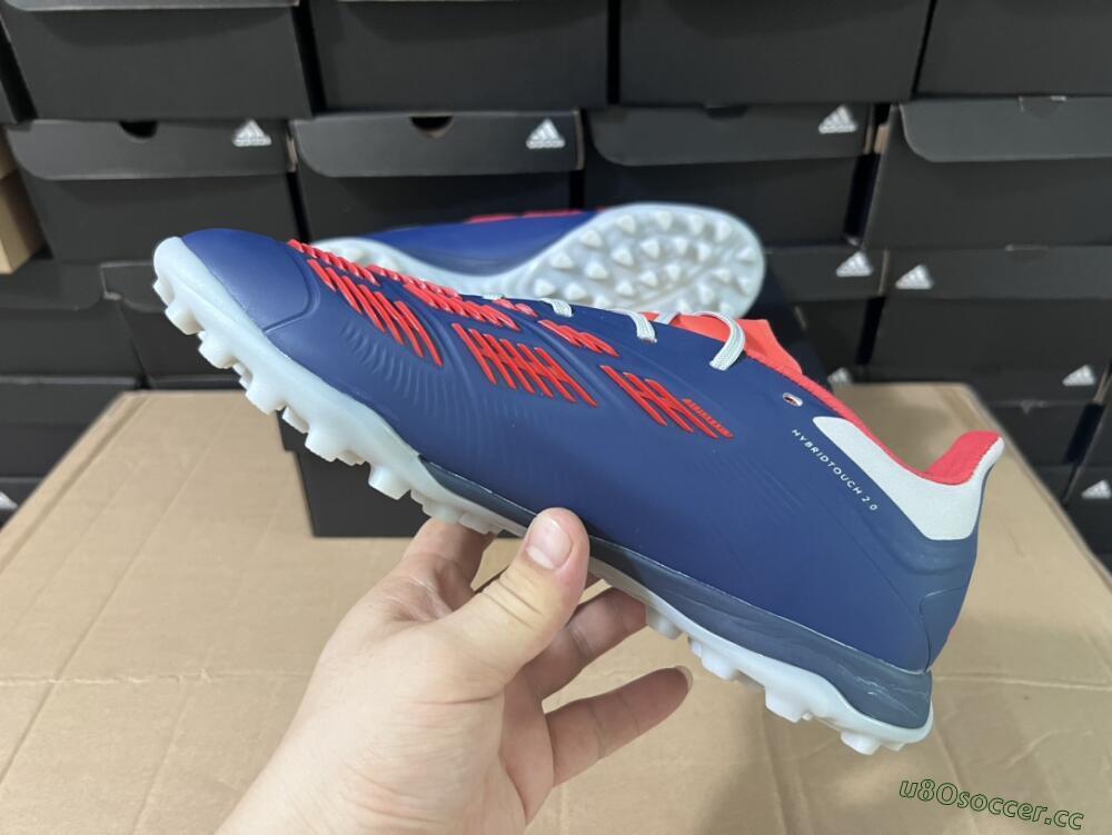Unisex Adidas Predator 24 Elite TF Artificial Turf Low-Tops Football Shoes - Silver/Blue/Red