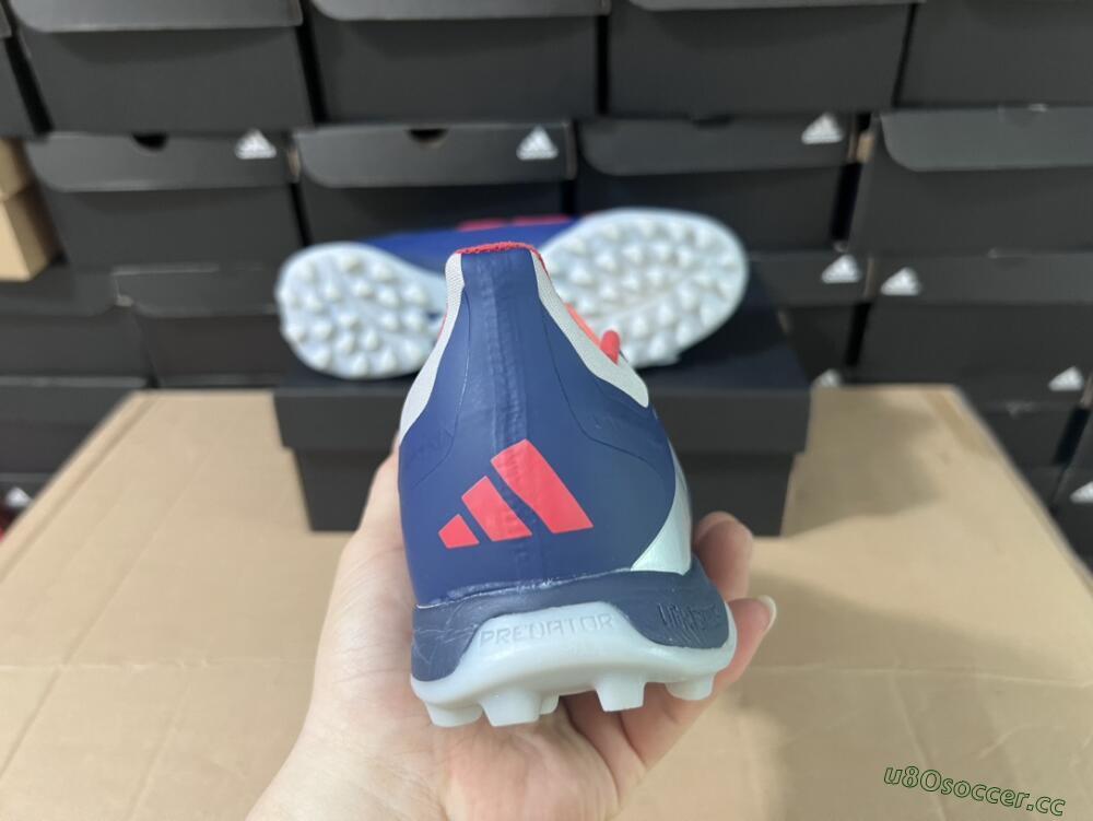 Unisex Adidas Predator 24 Elite TF Artificial Turf Low-Tops Football Shoes - Silver/Blue/Red