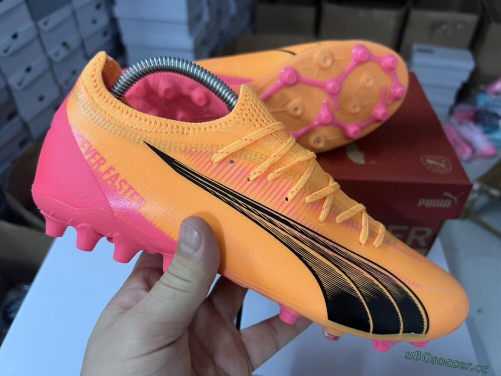 Men's Puma Ultra Ultimate MG Multi Ground Low-Tops Football Boots - Yellow/Black/Pink