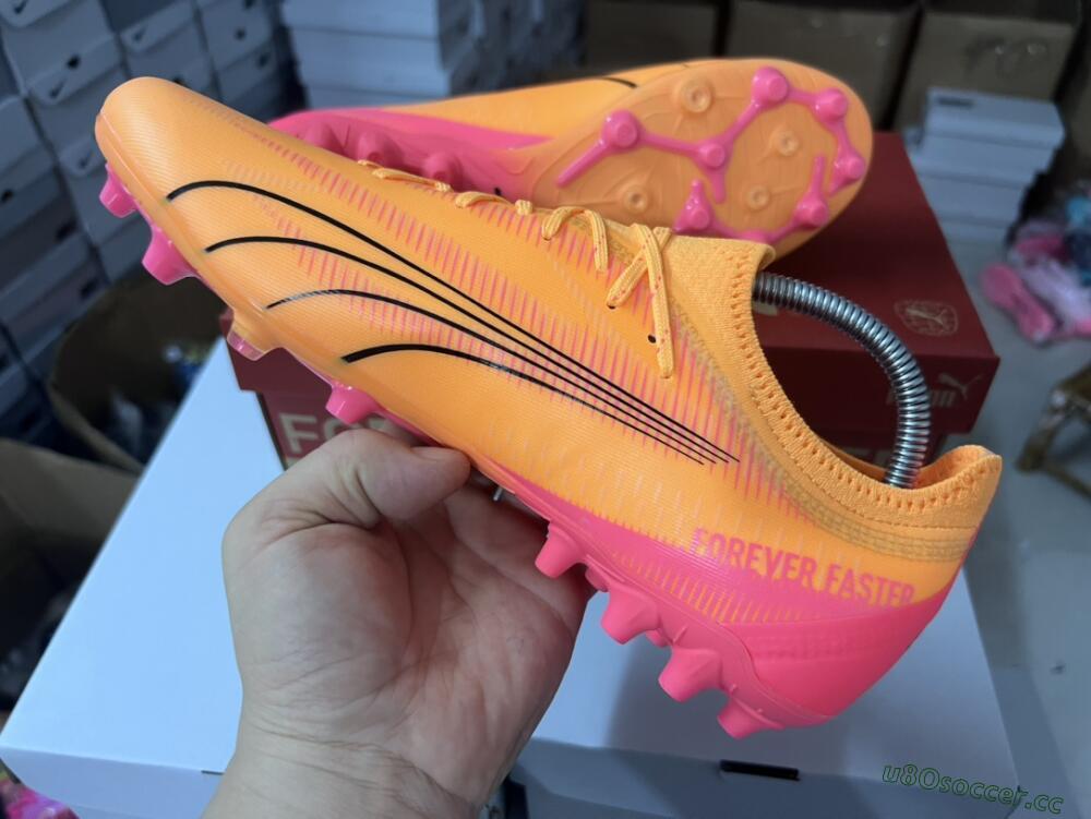 Men's Puma Ultra Ultimate MG Multi Ground Low-Tops Football Boots - Yellow/Black/Pink