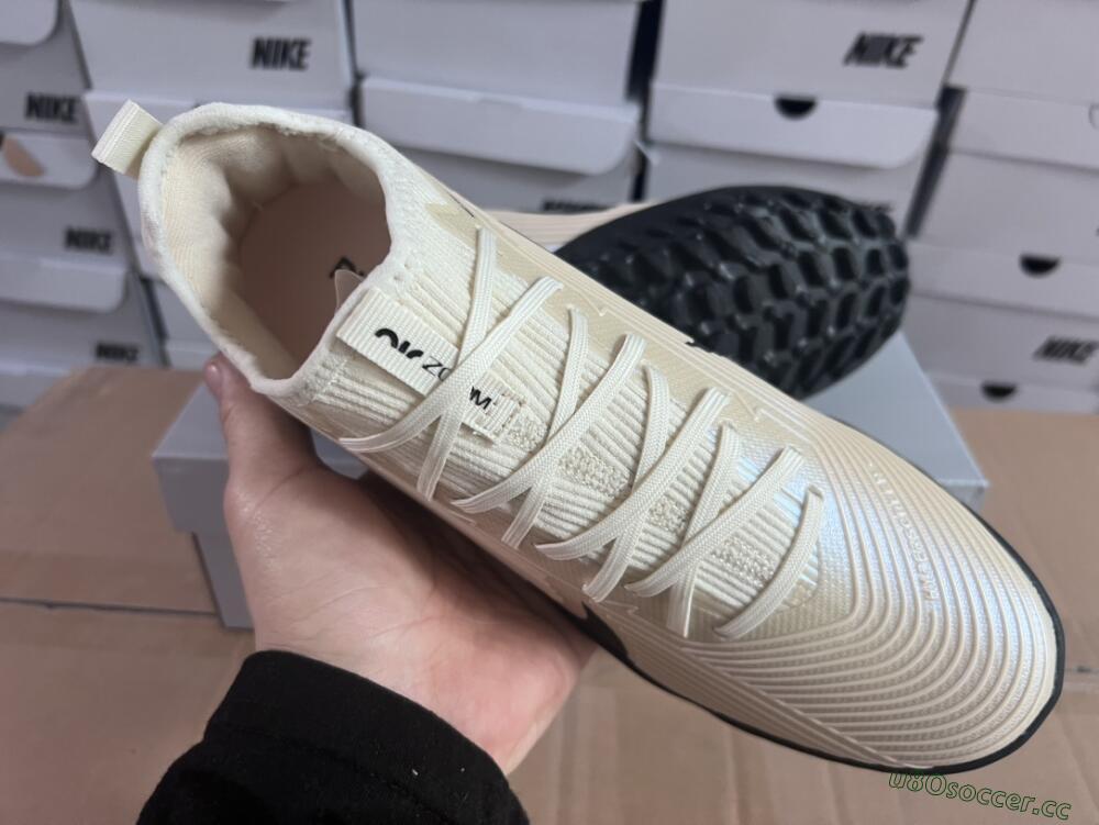 Unisex Nike Air Zoom Mercurial Vapor 15 Elite TF Artificial Turf Low-Tops Football Shoes - Beige/Black/White