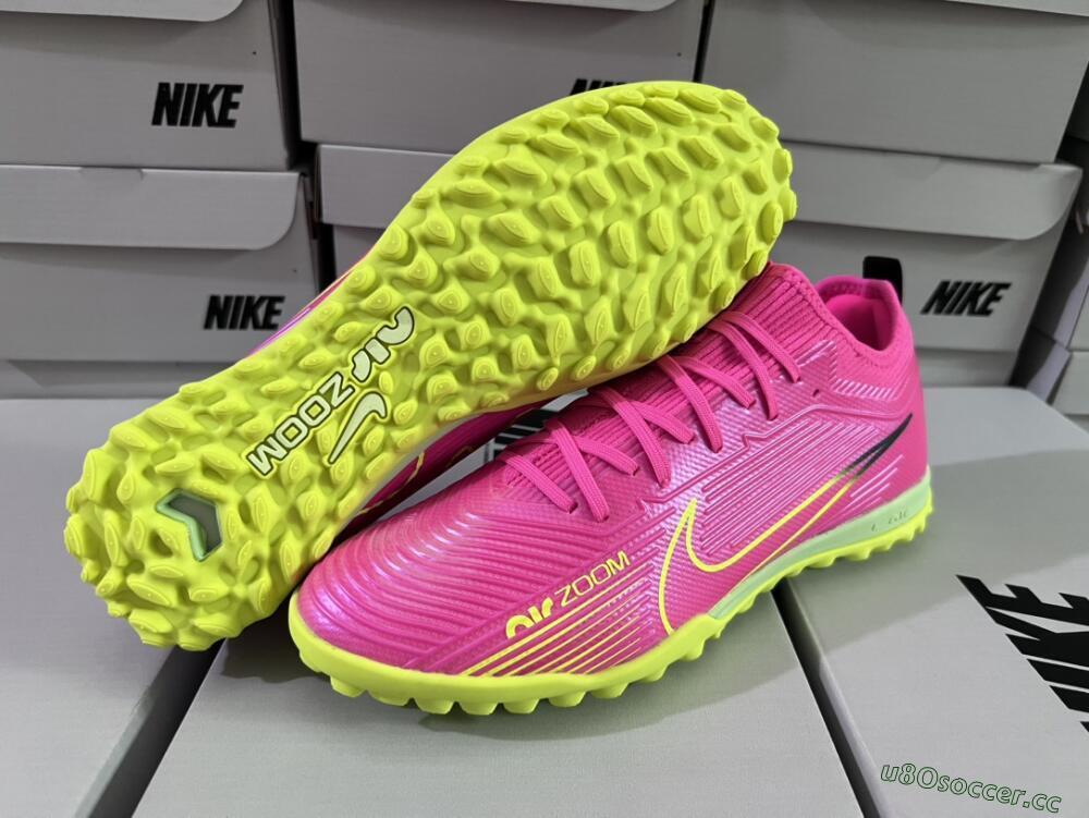 Unisex Nike Air Zoom Mercurial Vapor 15 Pro TF Artificial Turf Low-Tops Football Shoes - Pink/Yellow/Green/Black