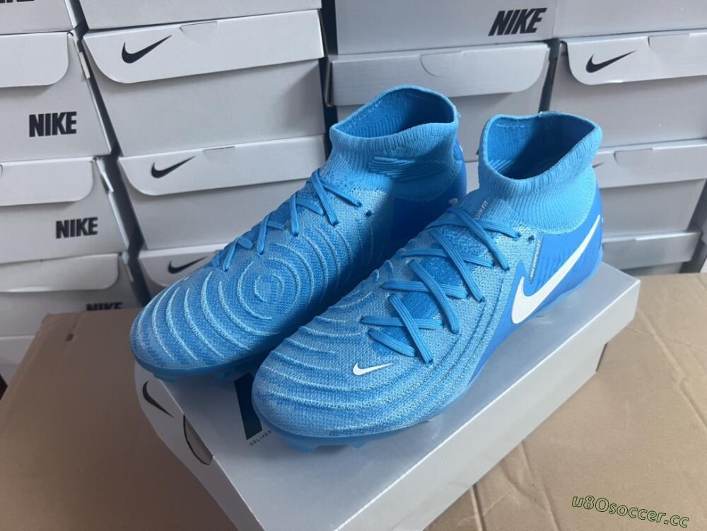 Men's Nike Phantom Luna Elite NU FG Firm Ground High-Tops Football Boots - Light Blue/White