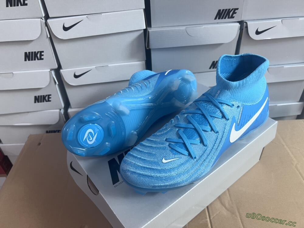 Men's Nike Phantom Luna Elite NU FG Firm Ground High-Tops Football Boots - Light Blue/White