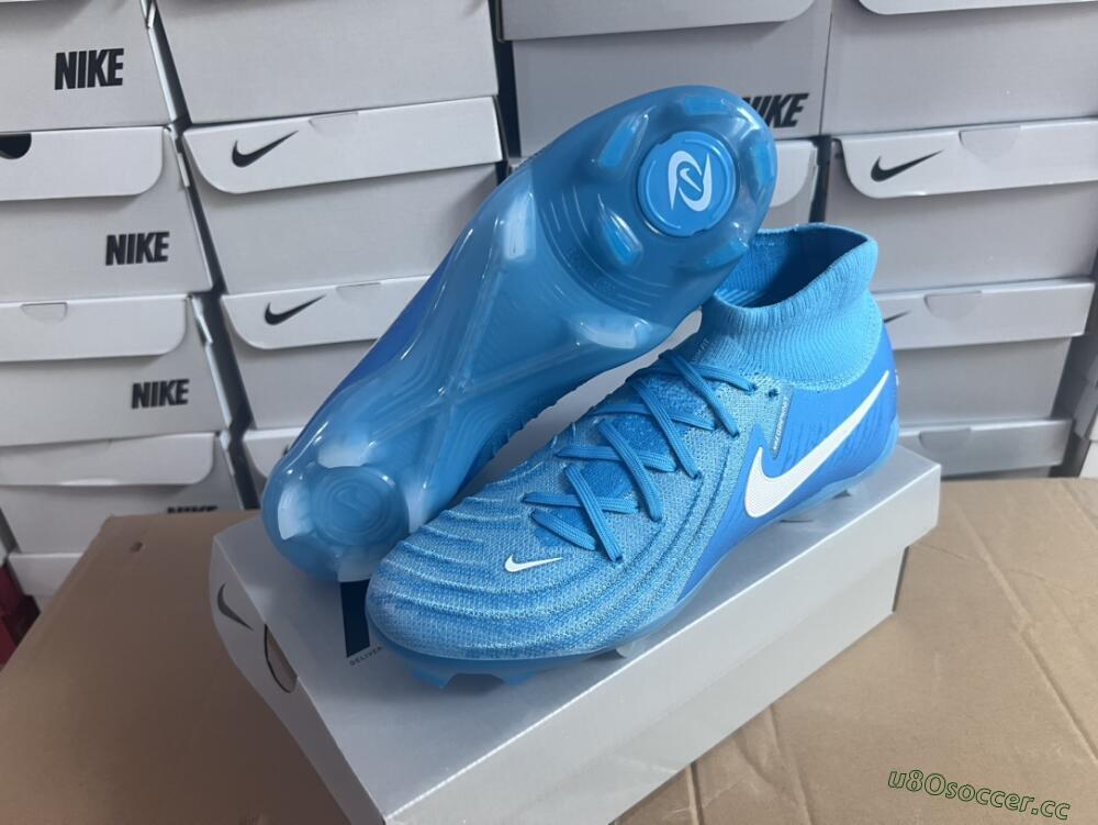Men's Nike Phantom Luna Elite NU FG Firm Ground High-Tops Football Boots - Light Blue/White