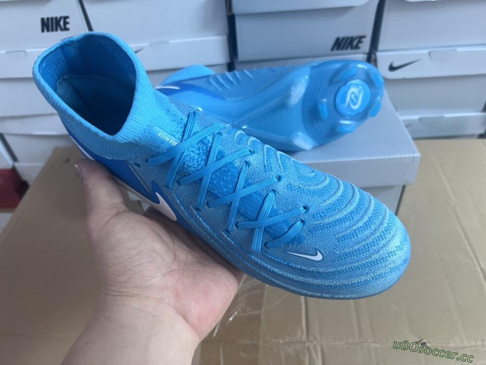 Men's Nike Phantom Luna Elite NU FG Firm Ground High-Tops Football Boots - Light Blue/White