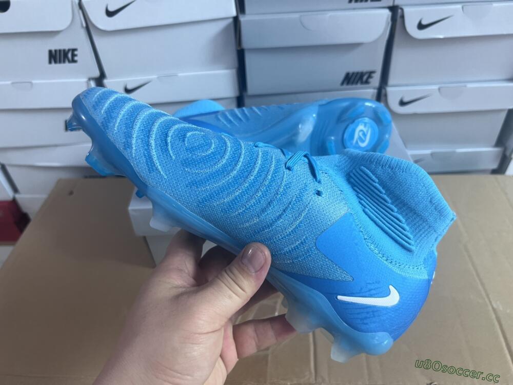 Men's Nike Phantom Luna Elite NU FG Firm Ground High-Tops Football Boots - Light Blue/White