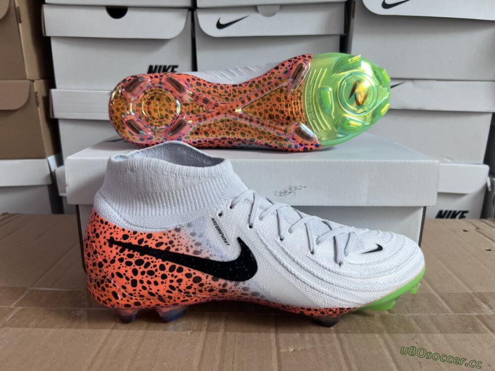 Unisex Nike Phantom Luna Elite NU FG Firm Ground High-Tops Football Boots - White/Black/Orange