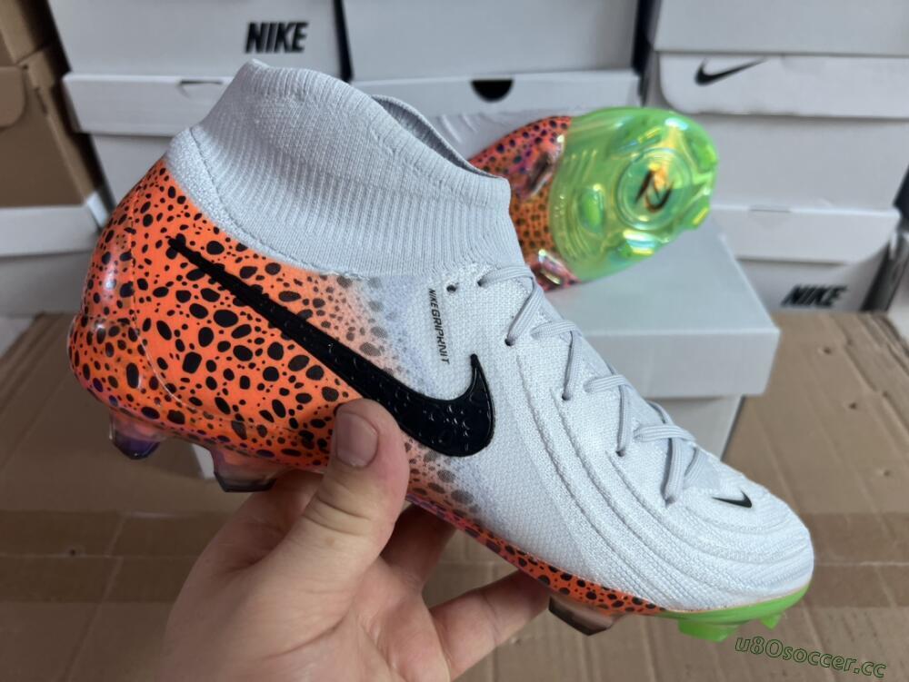 Unisex Nike Phantom Luna Elite NU FG Firm Ground High-Tops Football Boots - White/Black/Orange