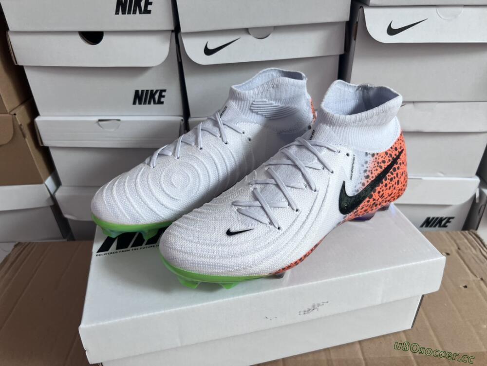 Unisex Nike Phantom Luna Elite NU FG Firm Ground High-Tops Football Boots - White/Black/Orange