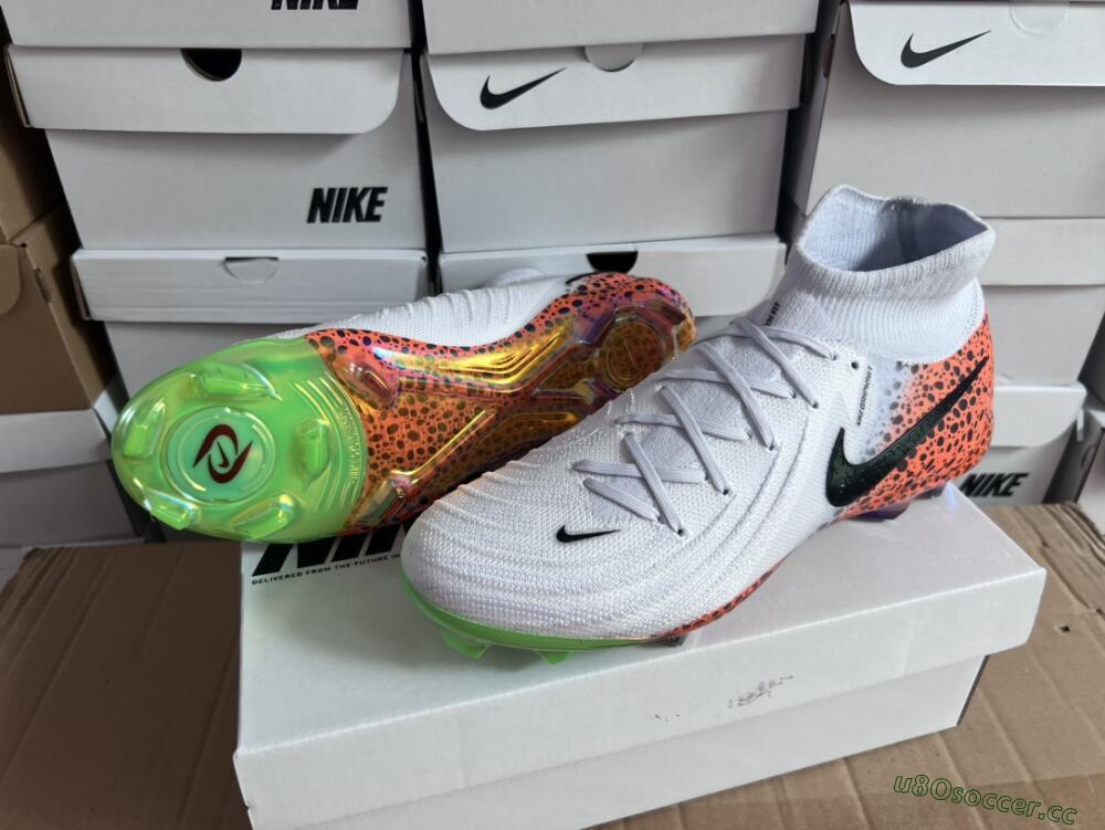 Unisex Nike Phantom Luna Elite NU FG Firm Ground High-Tops Football Boots - White/Black/Orange