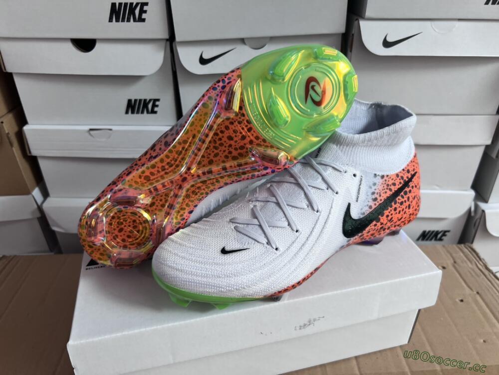 Unisex Nike Phantom Luna Elite NU FG Firm Ground High-Tops Football Boots - White/Black/Orange