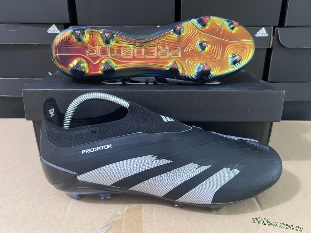 Unisex Adidas Predator Accuracy+ Laceless FG Firm Ground Low-Tops Football Boots - Black/Silver
