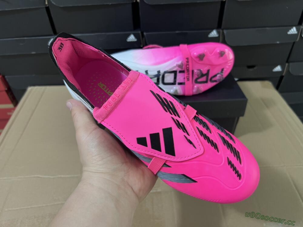 Men's Adidas Predator Elite Foldover Tongue FG Firm Ground Low-Tops Football Boots - Pink/Grey/White