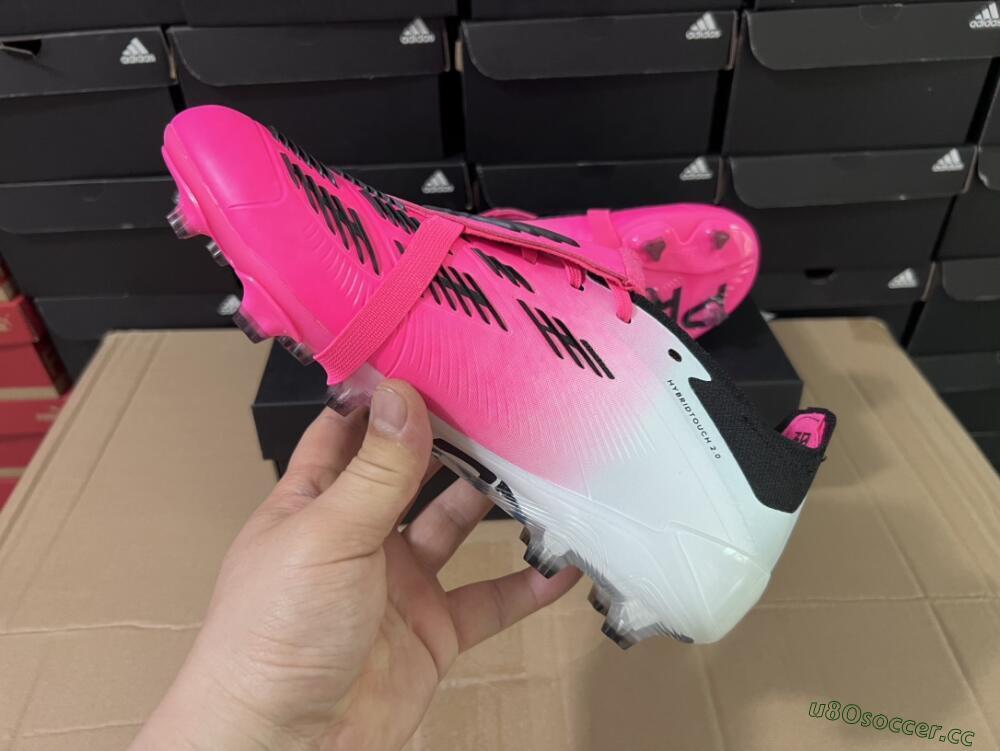 Men's Adidas Predator Elite Foldover Tongue FG Firm Ground Low-Tops Football Boots - Pink/Grey/White