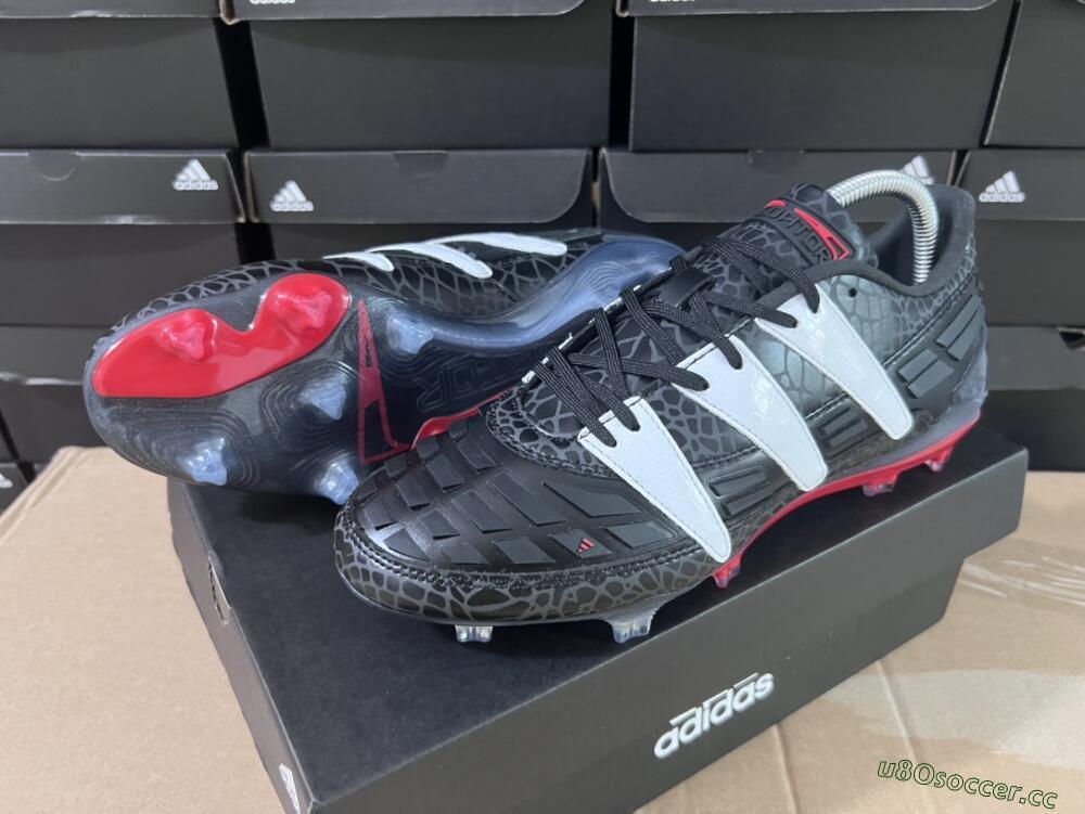 Men's Adidas Predator Accelerator 94 FG Firm Ground Low-Tops Football Boots - Black/White/Red