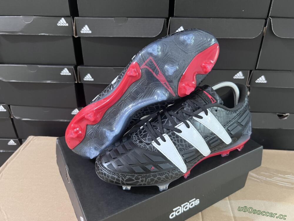 Men's Adidas Predator Accelerator 94 FG Firm Ground Low-Tops Football Boots - Black/White/Red