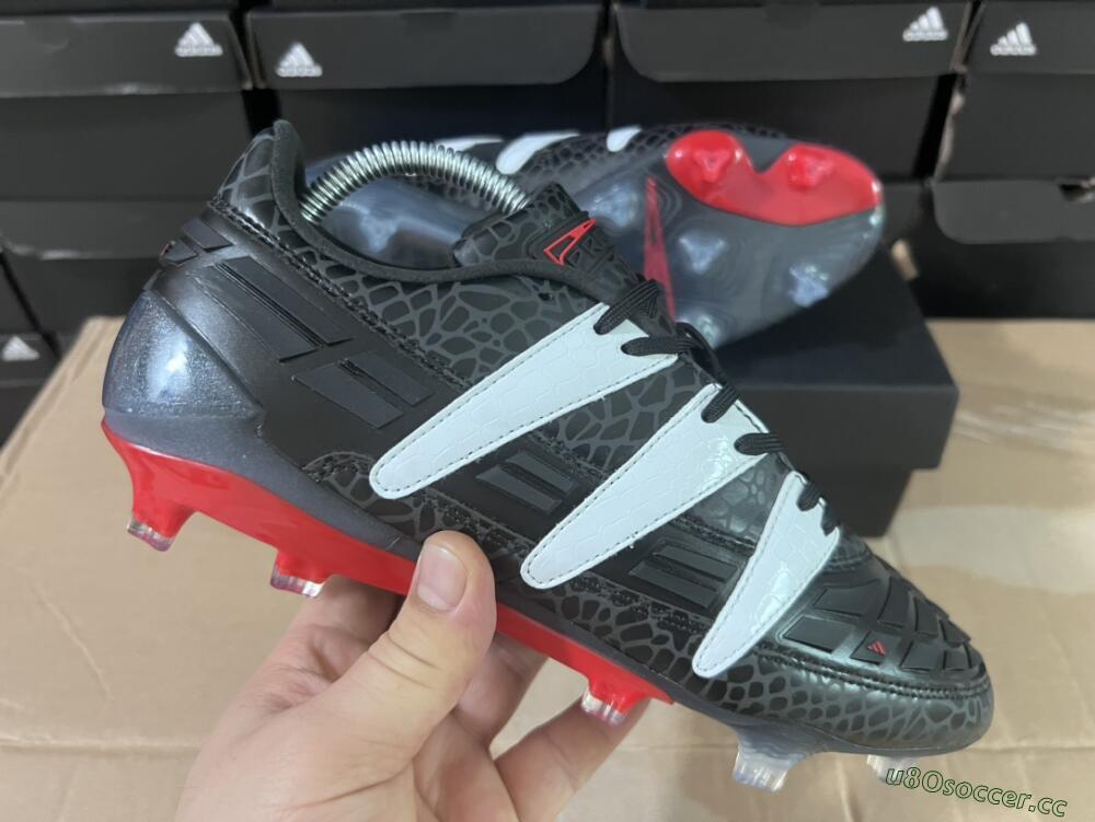 Men's Adidas Predator Accelerator 94 FG Firm Ground Low-Tops Football Boots - Black/White/Red